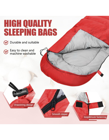 Saco de dormir OBTANIM 4 estaciones 210x76cm rojo ligero