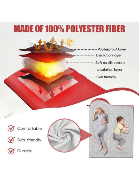 Saco de dormir OBTANIM 4 estaciones 210x76cm rojo ligero