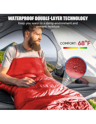 Saco de dormir OBTANIM 4 estaciones 210x76cm rojo ligero
