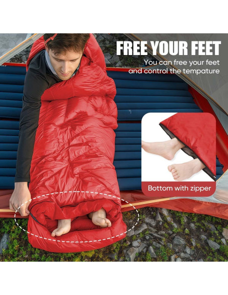 Saco de dormir OBTANIM 4 estaciones 210x76cm rojo ligero