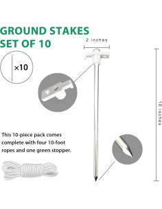 Estacas de Tienda Eurmax Galvanizadas 10 Piezas 25.4 cm 2