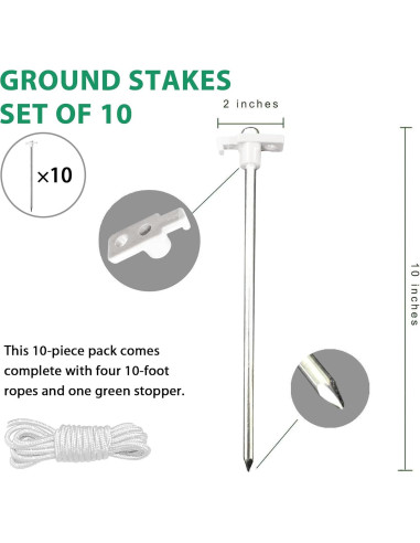 Estacas de Tienda Eurmax Galvanizadas 10 Piezas 25.4 cm