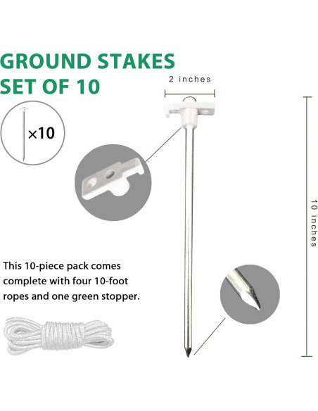 Estacas de Tienda Eurmax Galvanizadas 10 Piezas 25.4 cm