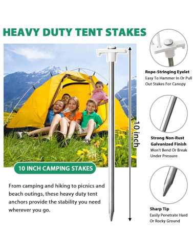 Estacas de Tienda Eurmax Galvanizadas 10 Piezas 25.4 cm