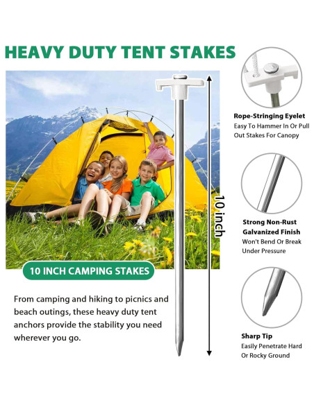 Estacas de Tienda Eurmax Galvanizadas 10 Piezas 25.4 cm