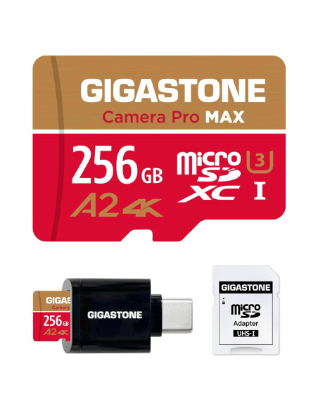 GIGASTONE Micro SD 256GB + Lector USB Tipo C 4K UHD