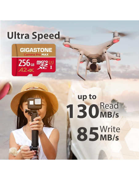 GIGASTONE Micro SD 256GB + Lector USB Tipo C 4K UHD