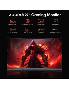 Monitor Curvo KOORUI 27" QHD 180Hz 1ms Sincronización Adaptativa 2