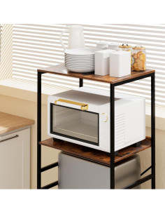 Estante Ajustable para Mini Nevera QieerHior 2 Niveles Marrón 2