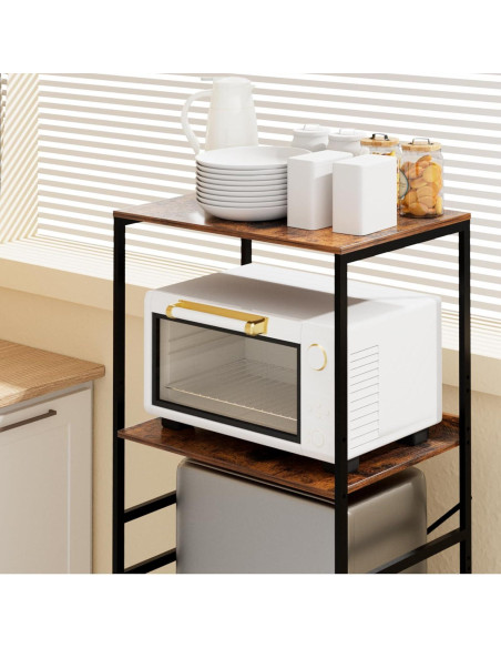 Estante Ajustable para Mini Nevera QieerHior 2 Niveles Marrón