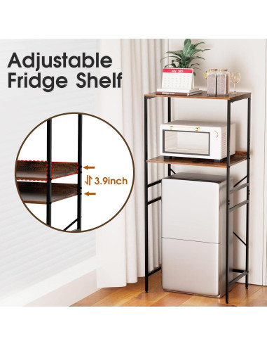 Estante Ajustable para Mini Nevera QieerHior 2 Niveles Marrón