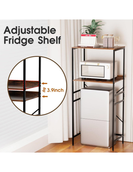 Estante Ajustable para Mini Nevera QieerHior 2 Niveles Marrón