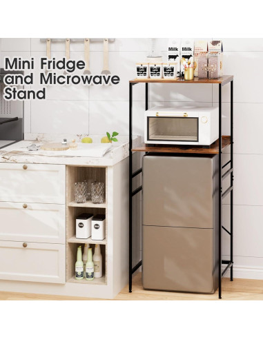 Estante Ajustable para Mini Nevera QieerHior 2 Niveles Marrón