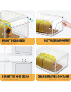 Caja Organizadora de Sombreros SCAVATA, 4 Paquete, Transparente 2