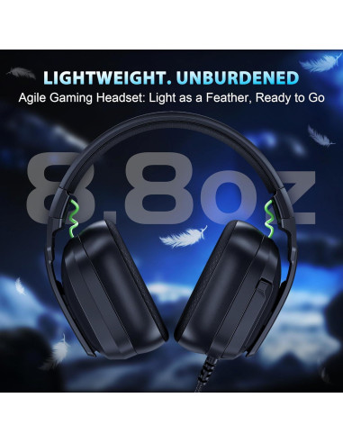 Auriculares Gaming con Cable HW11 - Negro, Cancelación de Ruido