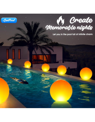 Luces Flotantes LED Solar LanPool 14" IP68 para Piscina