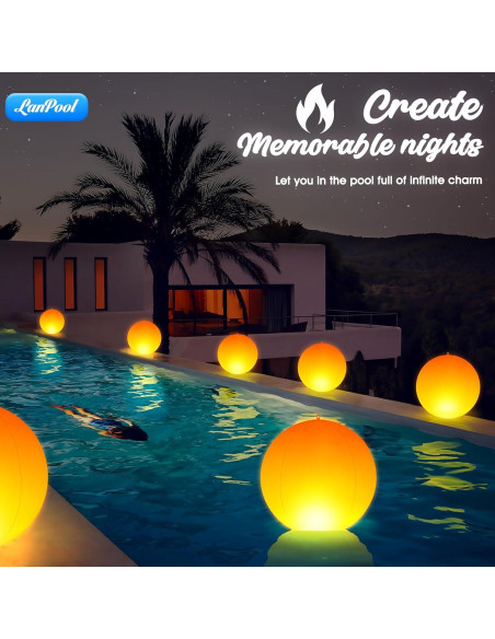 Luces Flotantes LED Solar LanPool 14" IP68 para Piscina