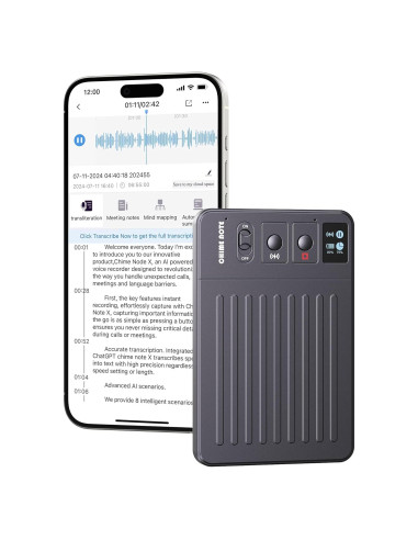 Grabadora de Voz Chime note Chime02YSG, 64GB, AI, Gris