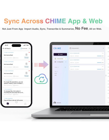 Grabadora de Voz Chime note Chime02YSG, 64GB, AI, Gris