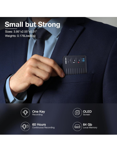 Grabadora de Voz Chime note Chime02YSG, 64GB, AI, Gris