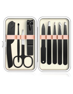 Juego de Pinzas Yougai 9 Piezas Acero Inoxidable con Estuche