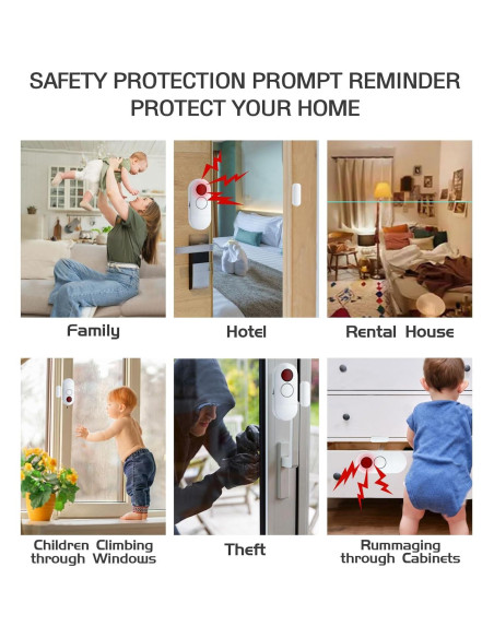 Alarma de Puerta y Ventana Zabree 120DB - Paquete de 4