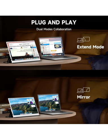 Monitor Portátil AYY 15.6" FHD USB-C/HDMI - Pantalla Blanca