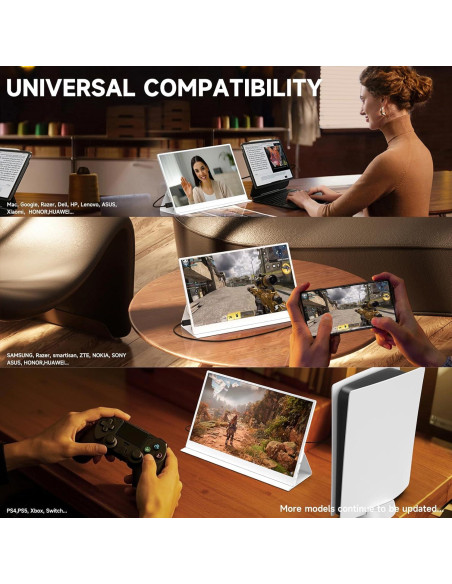 Monitor Portátil AYY 15.6" FHD USB-C/HDMI - Pantalla Blanca