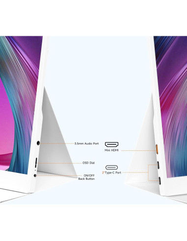 Monitor Portátil AYY 15.6" FHD USB-C/HDMI - Pantalla Blanca