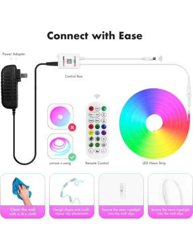 Tira LED RGB 5m ATHONO, Impermeable IP67, Sincronización Música