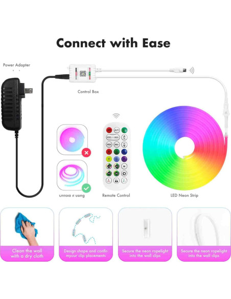 Tira LED RGB 5m ATHONO, Impermeable IP67, Sincronización Música