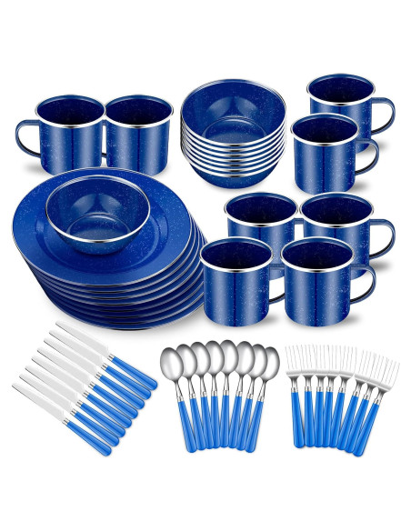 Vajilla de Camping Nuogo 48 Piezas Azul - Utensilios y Platos