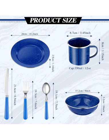 Vajilla de Camping Nuogo 48 Piezas Azul - Utensilios y Platos
