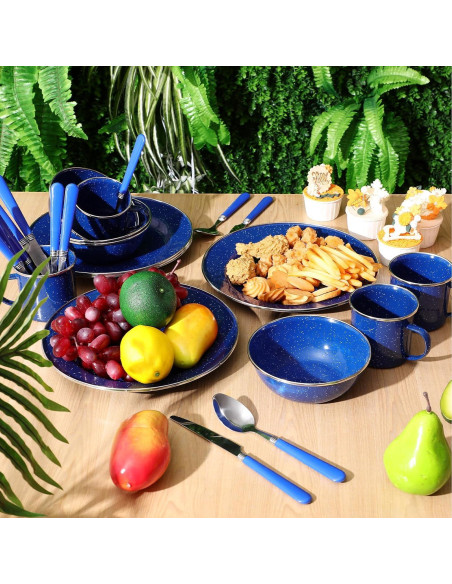 Vajilla de Camping Nuogo 48 Piezas Azul - Utensilios y Platos