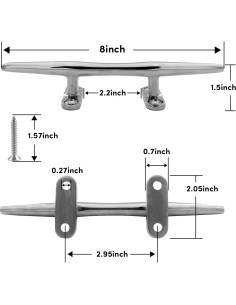 Cleats de barco ORLANG de acero inoxidable 316 - 20.32 cm (2 unidades) 2