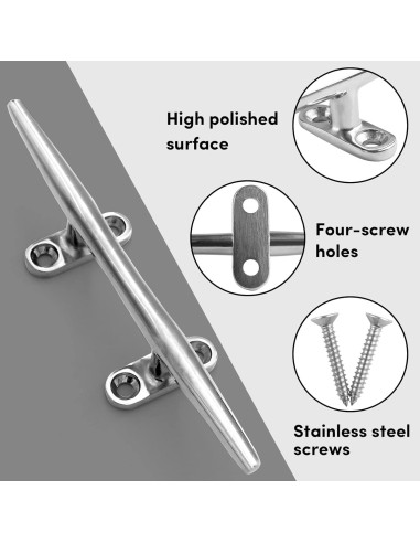 Cleats de barco ORLANG de acero inoxidable 316 - 20.32 cm (2 unidades)