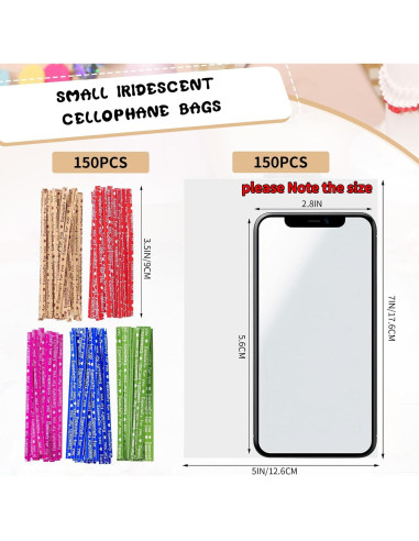 Bolsas de Regalo Claras Woric 150PCS 12.7x17.8cm con Lazos