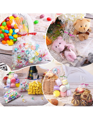 Bolsas de Regalo Claras Woric 150PCS 12.7x17.8cm con Lazos