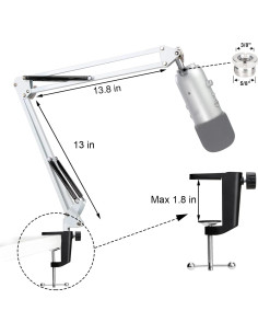 Soporte de Micrófono Blanco YOUSHARES con Filtro Antipop 2