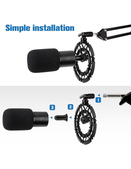 Soporte de choque Razer Seiren X con filtro anti-pop y adaptador