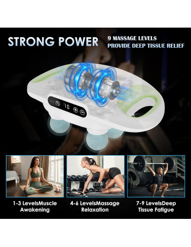 Pistola de Masaje Eléctrica APXPF Blanca - 9 Niveles y Modos