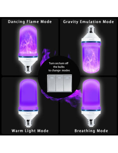 Bombilla LED E26 Yewclls con Efecto Llama 4 Modos 1.8W 2