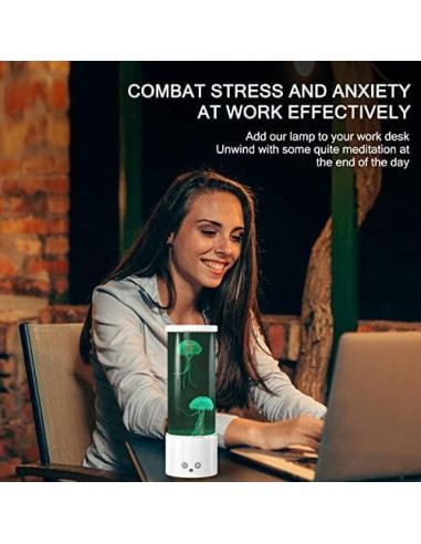 Lámpara de Medusa FBSPORT 33cm, Acuario Nocturno LED 17 Colores