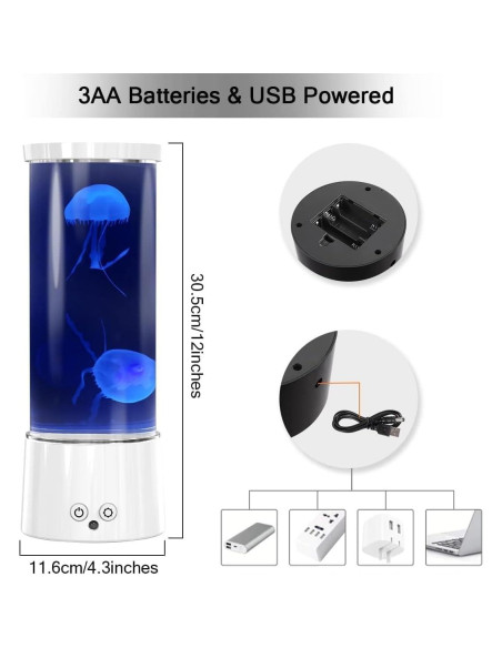 Lámpara de Medusa FBSPORT 33cm, Acuario Nocturno LED 17 Colores