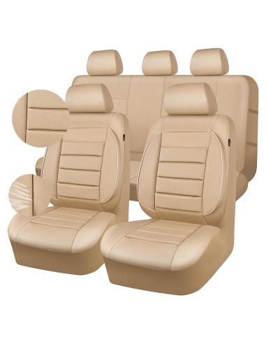 Fundas de Asiento de Cuero CAR PASS Beige Universal 5 Asientos