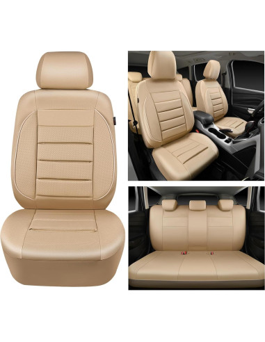 Fundas de Asiento de Cuero CAR PASS Beige Universal 5 Asientos