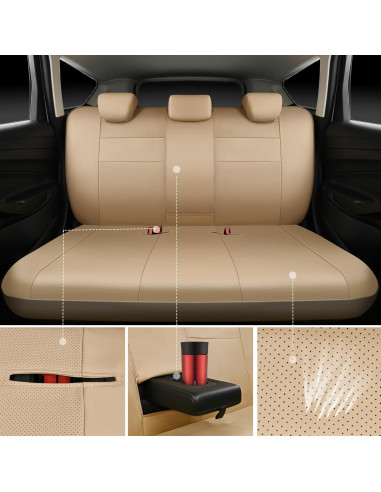 Fundas de Asiento de Cuero CAR PASS Beige Universal 5 Asientos