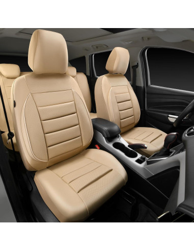 Fundas de Asiento de Cuero CAR PASS Beige Universal 5 Asientos