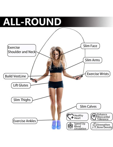 Cuerda de Salto con Peso Ajustable Goonidy 2.74m para Fitness