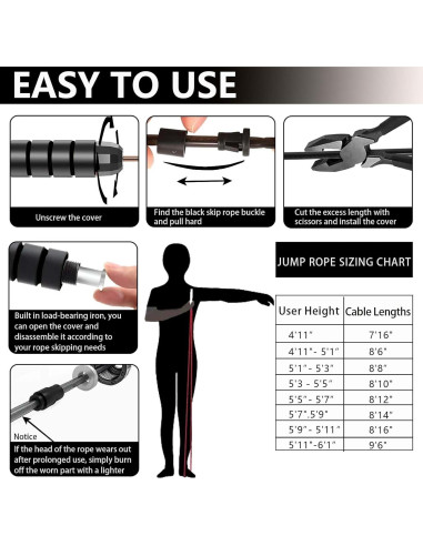 Cuerda de Salto con Peso Ajustable Goonidy 2.74m para Fitness